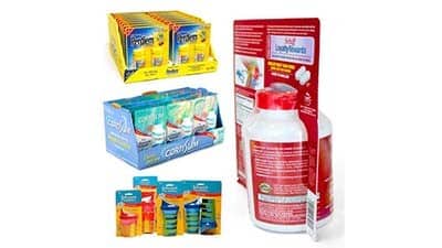Blister skin packaging is shown on multiple products.