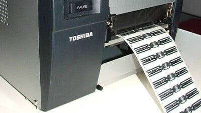 A Toshiba thermal barcode printer.